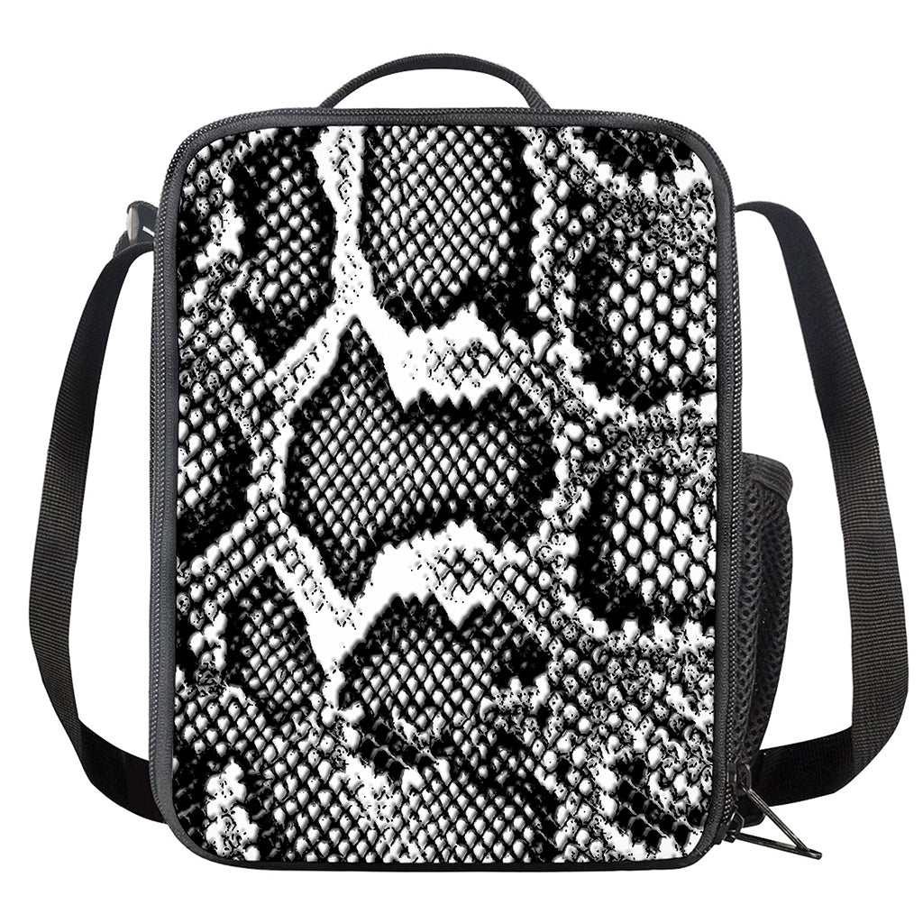 Black And White Snakeskin Print Crossbody Lunch Bag