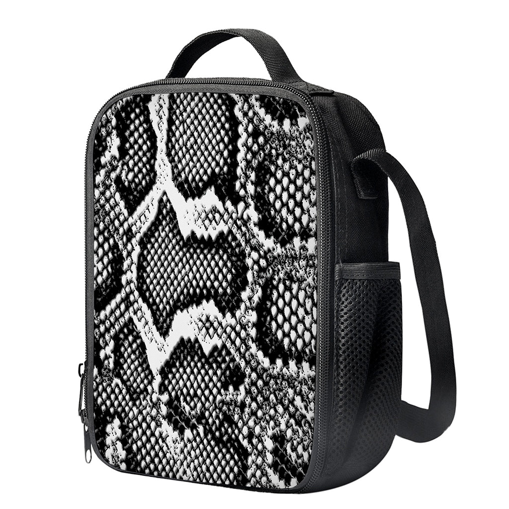 Black And White Snakeskin Print Crossbody Lunch Bag
