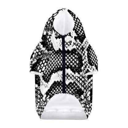 Black And White Snakeskin Print Dog Zip Up Hoodie