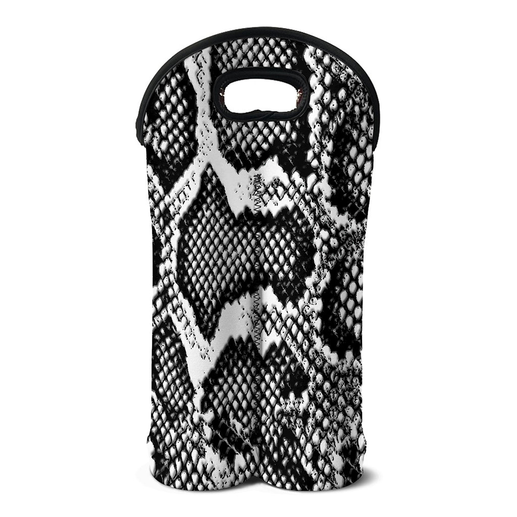 Black And White Snakeskin Print Double Neoprene Wine Tote