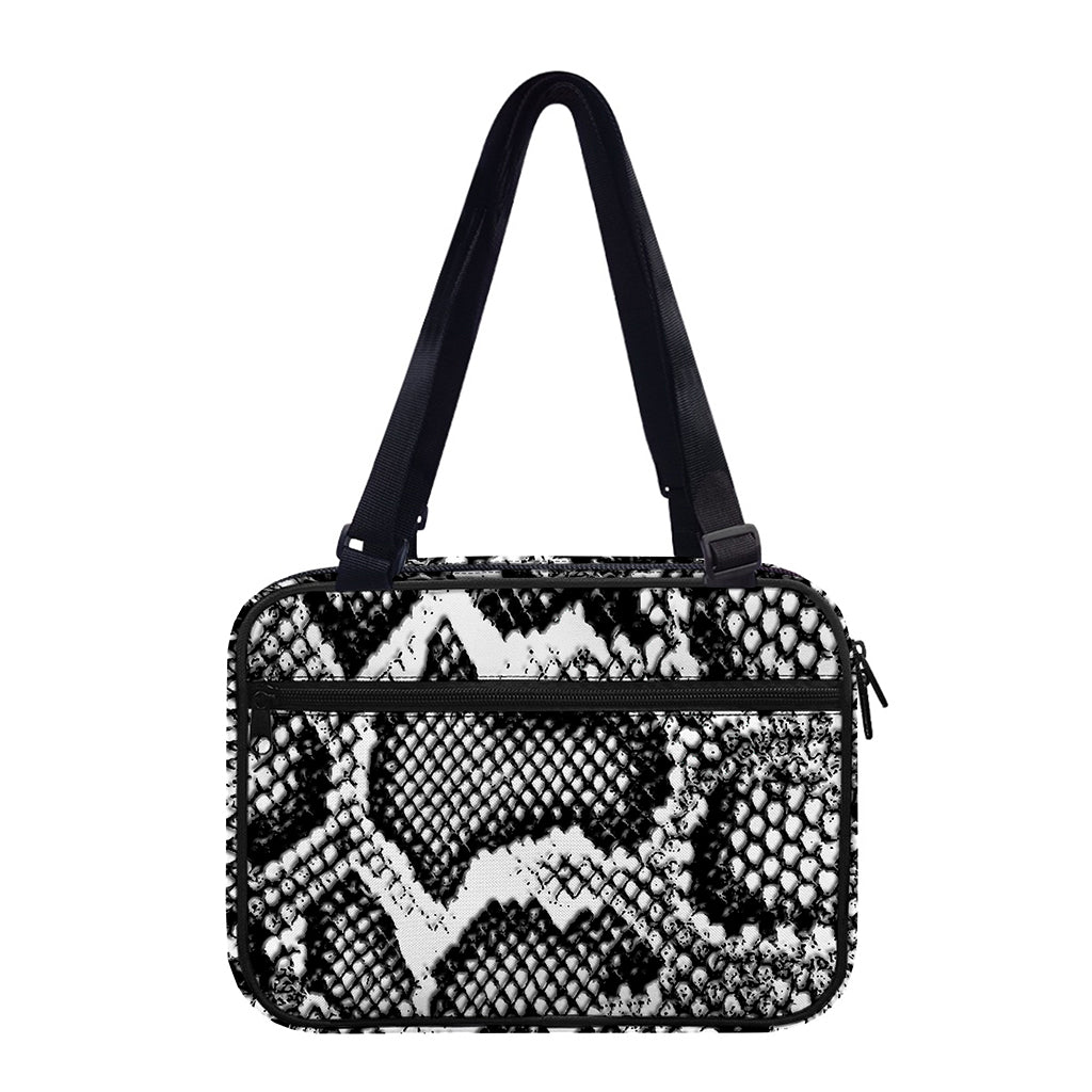Black And White Snakeskin Print Double Strap Bible Bag