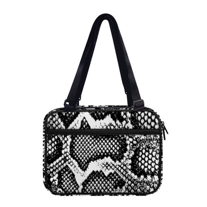 Black And White Snakeskin Print Double Strap Bible Bag