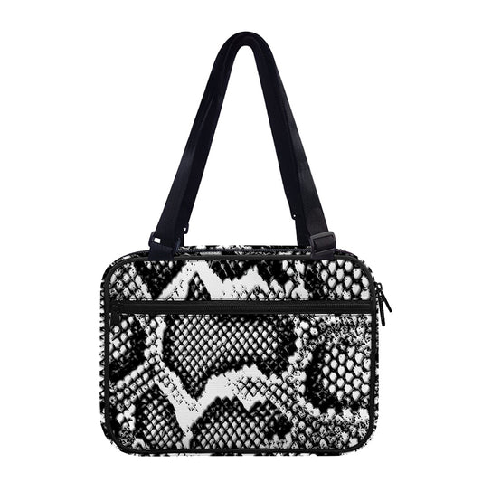Black And White Snakeskin Print Double Strap Bible Bag