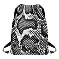 Black And White Snakeskin Print Drawstring Backpack