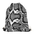Black And White Snakeskin Print Drawstring Bag