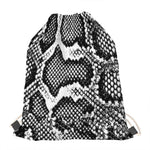 Black And White Snakeskin Print Drawstring Bag