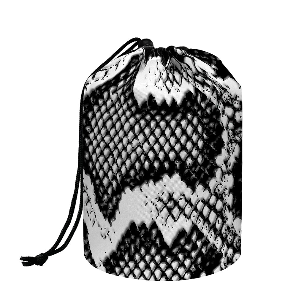 Black And White Snakeskin Print Drawstring Makeup Bag