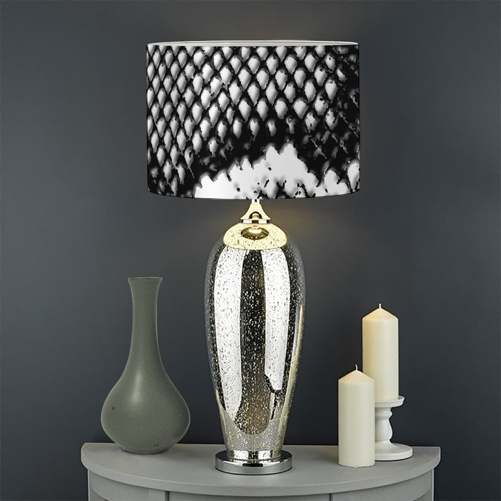 Black And White Snakeskin Print Drum Lamp Shade