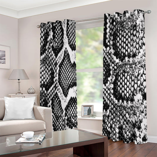 Black And White Snakeskin Print Extra Wide Grommet Curtains