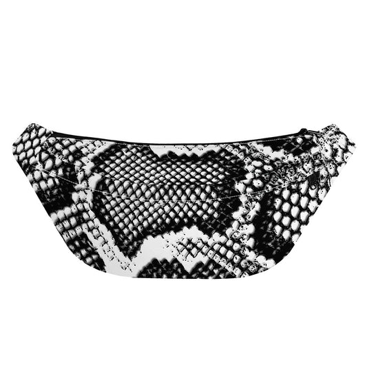 Black And White Snakeskin Print Fanny Pack