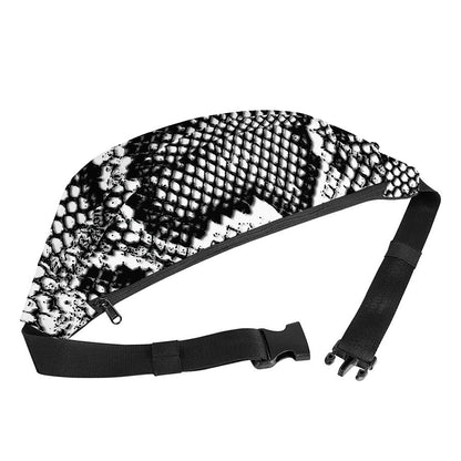 Black And White Snakeskin Print Fanny Pack