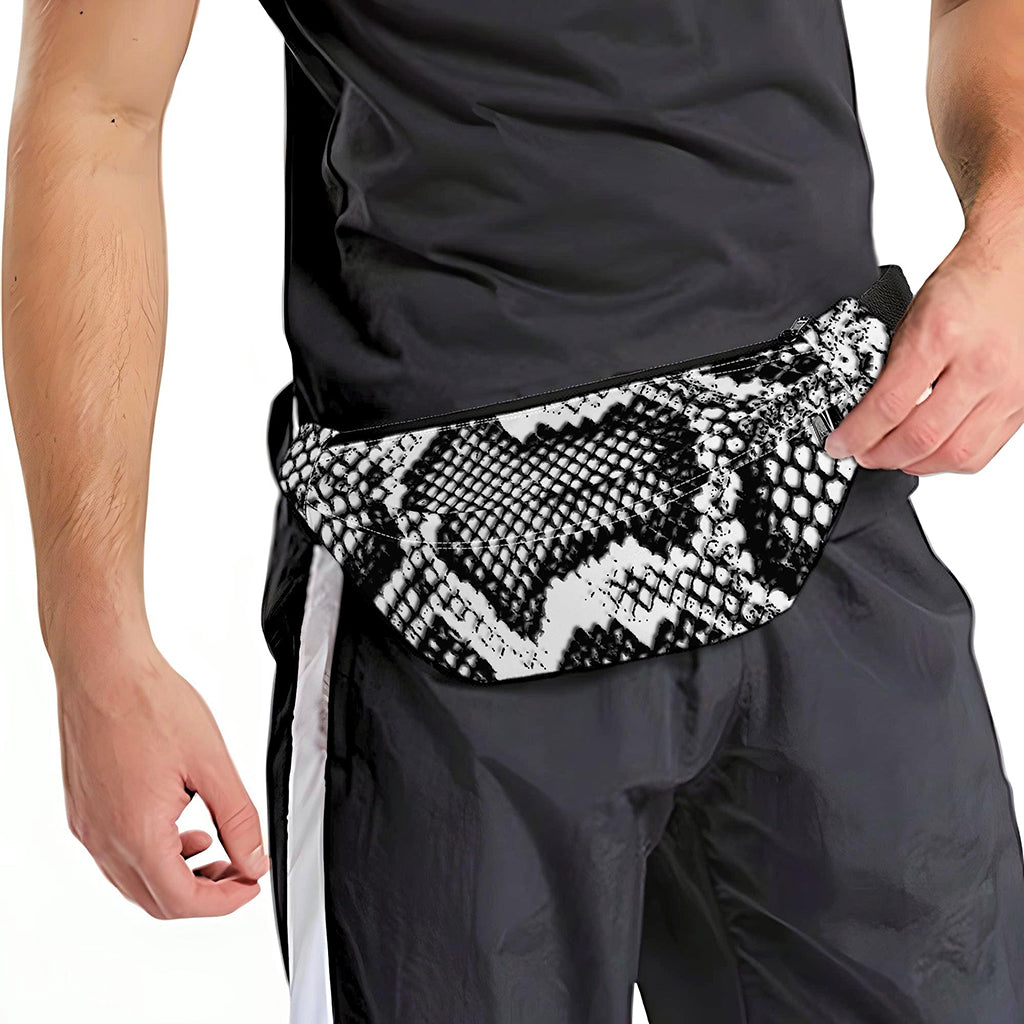 Black And White Snakeskin Print Fanny Pack