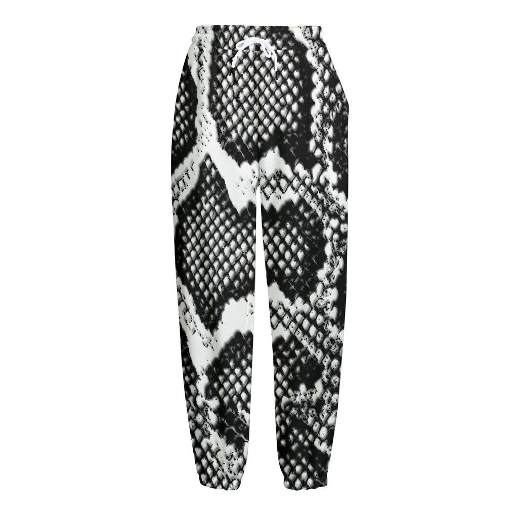 Black And White Snakeskin Print Fleece Lined Knit Pants
