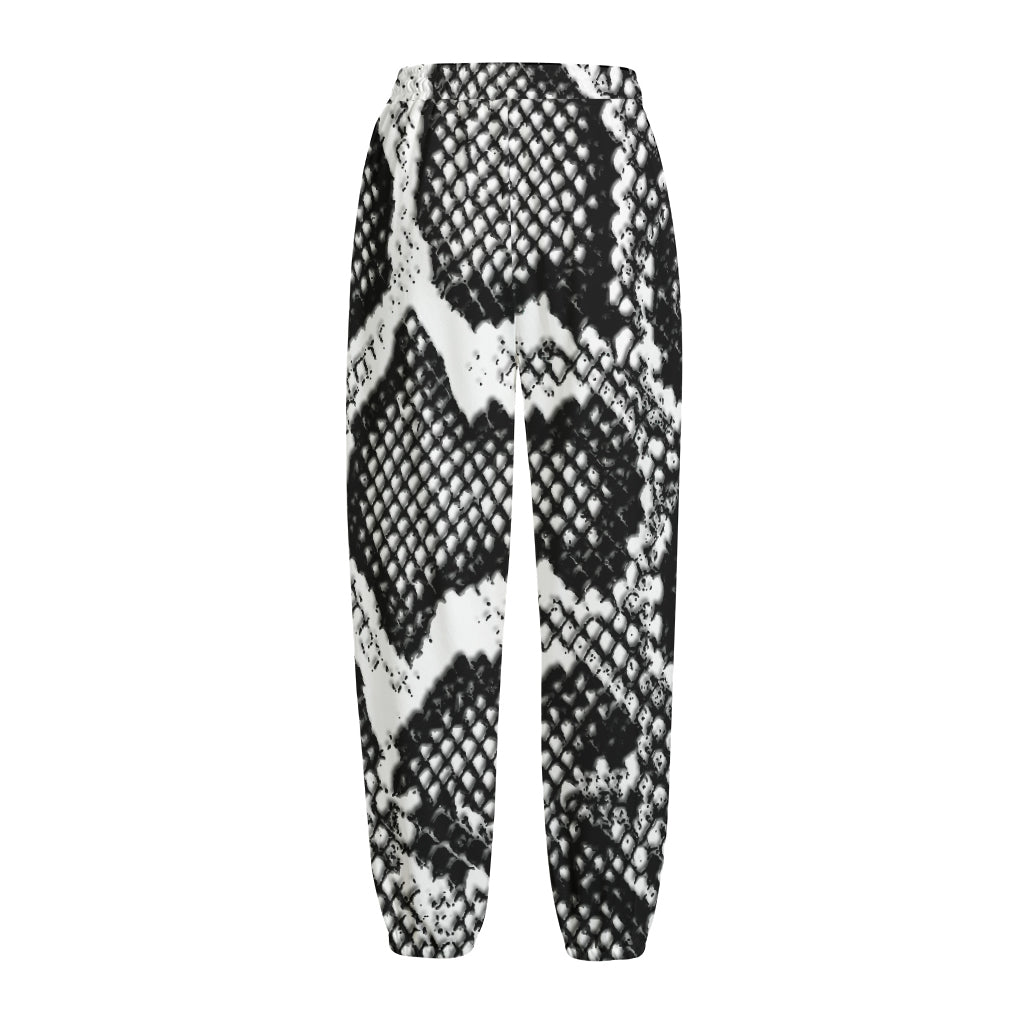 Black And White Snakeskin Print Fleece Lined Knit Pants