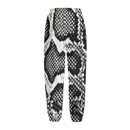 Black And White Snakeskin Print Fleece Lined Knit Pants