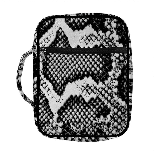 Black And White Snakeskin Print Front Pocket Bible Bag