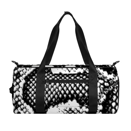 Black And White Snakeskin Print Gym Bag