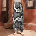 Black And White Snakeskin Print Harem Pants