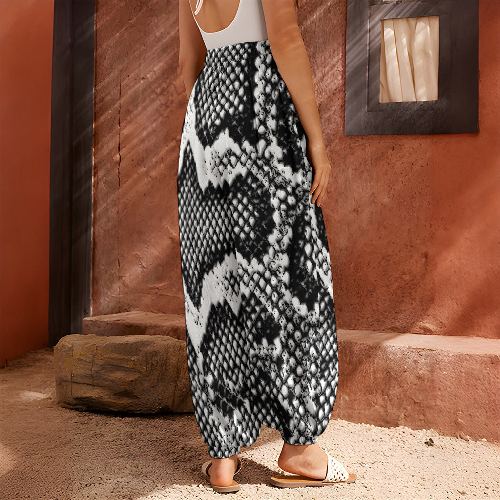 Black And White Snakeskin Print Harem Pants