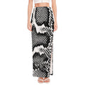 Black And White Snakeskin Print High Slit Maxi Skirt