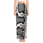 Black And White Snakeskin Print High Slit Maxi Skirt