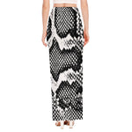 Black And White Snakeskin Print High Slit Maxi Skirt