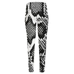 Black And White Snakeskin Print High-Waisted Pocket Leggings