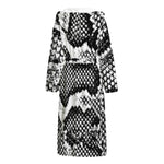 Black And White Snakeskin Print Hooded Bathrobe