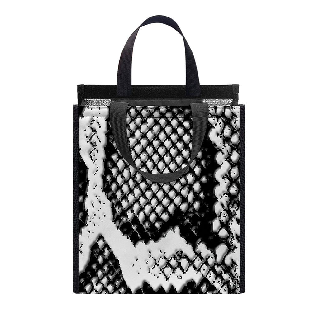 Black And White Snakeskin Print Insulated Lunch Tote