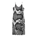 Black And White Snakeskin Print Jersey Midi Cami Dress