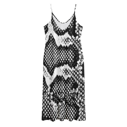 Black And White Snakeskin Print Jersey Midi Cami Dress