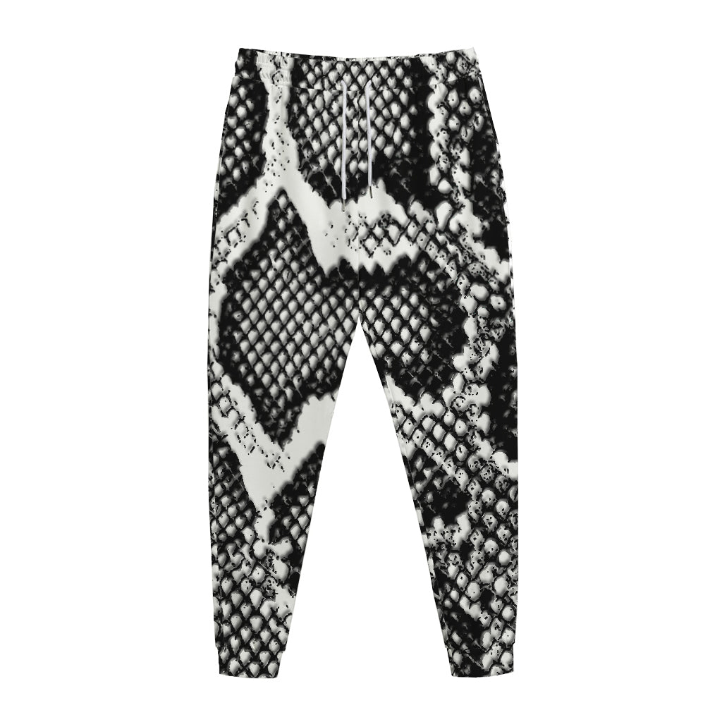 Black And White Snakeskin Print Jogger Pants