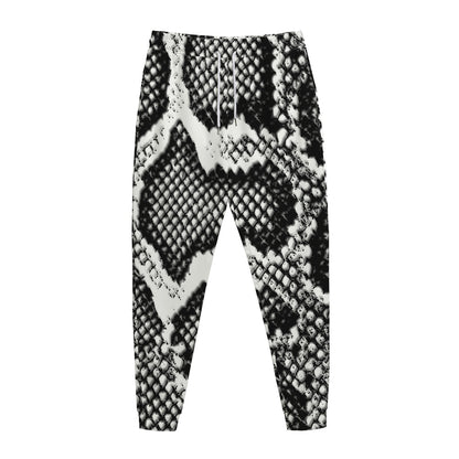 Black And White Snakeskin Print Jogger Pants