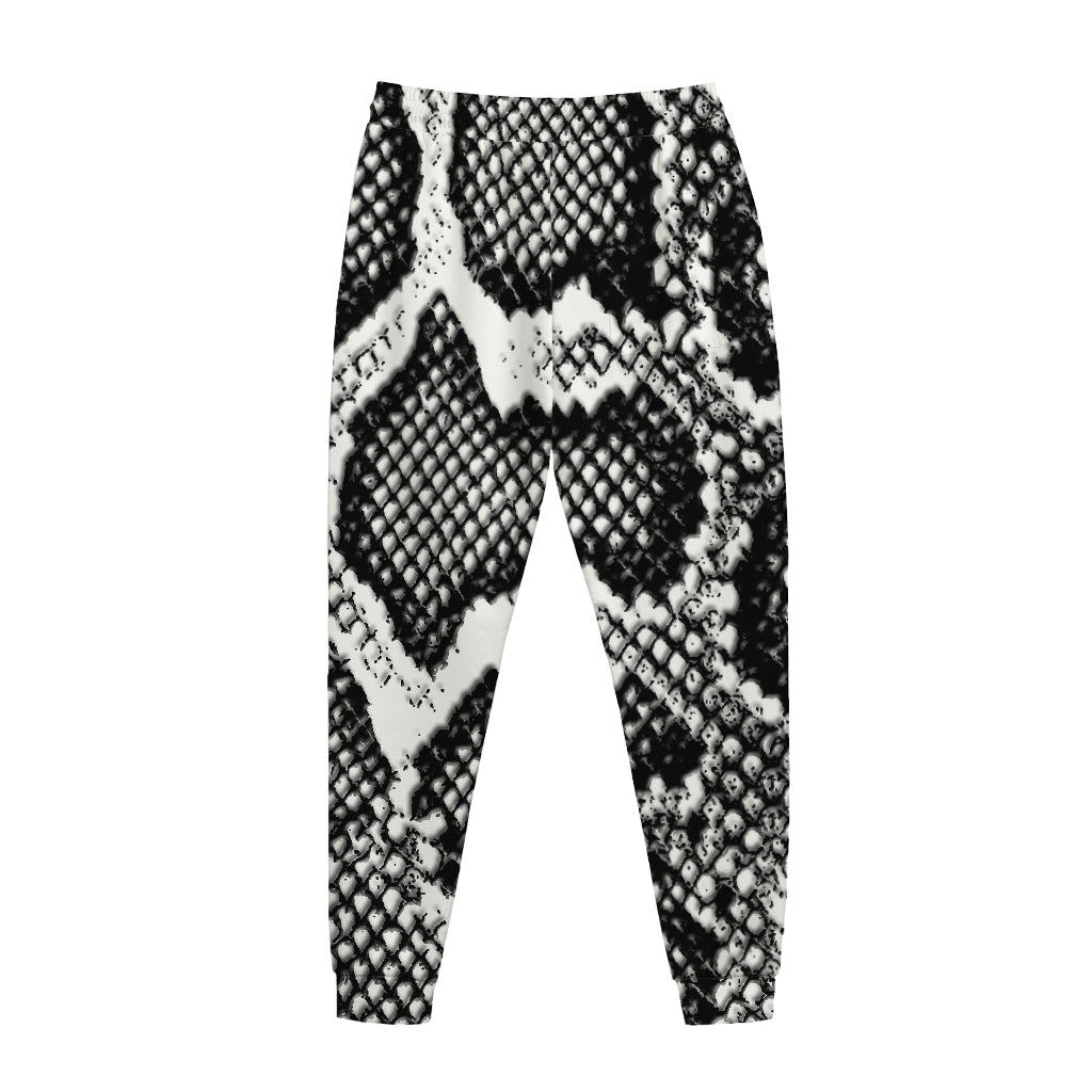 Black And White Snakeskin Print Jogger Pants