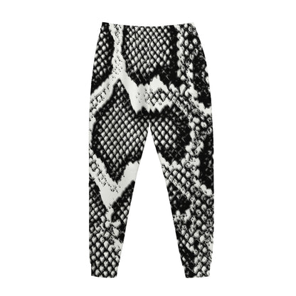 Black And White Snakeskin Print Jogger Pants