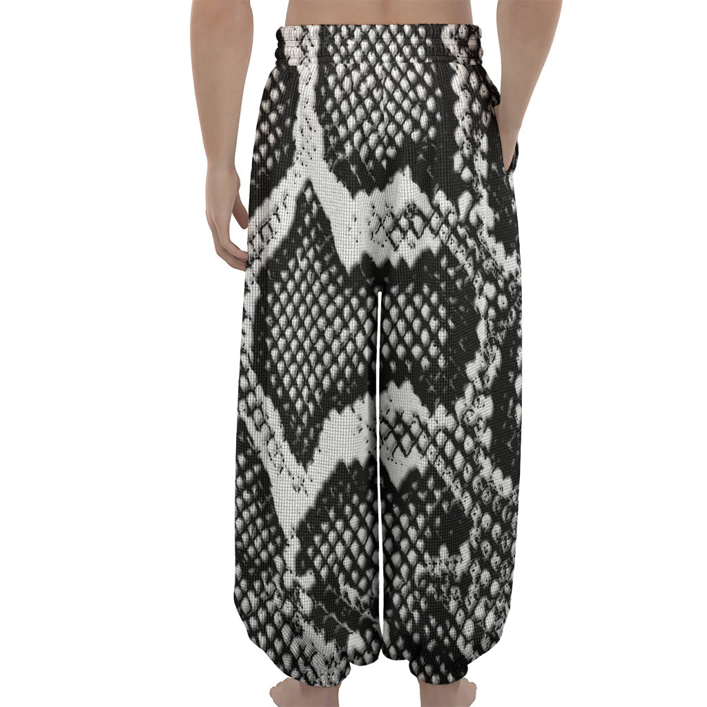 Black And White Snakeskin Print Lantern Pants