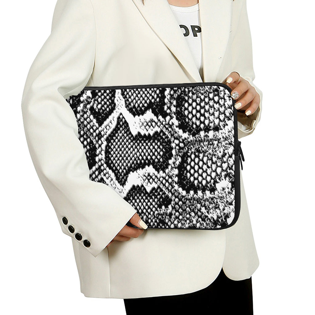 Black And White Snakeskin Print Laptop Sleeve