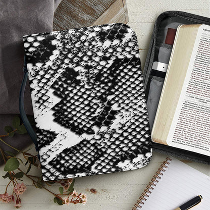 Black And White Snakeskin Print Leather Bible Cover