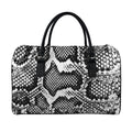 Black And White Snakeskin Print Leather Duffel Bag