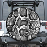 Black And White Snakeskin Print Leather Spare Tire Cover
