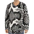 Black And White Snakeskin Print Long Sleeve Baseball Jersey