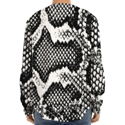 Black And White Snakeskin Print Long Sleeve Baseball Jersey
