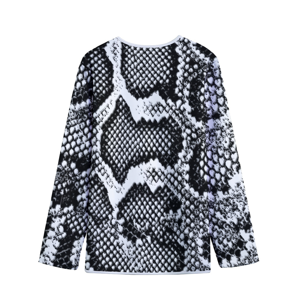 Black And White Snakeskin Print Long Sleeve Short Coat