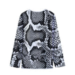 Black And White Snakeskin Print Long Sleeve Short Coat