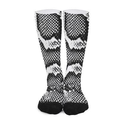 Black And White Snakeskin Print Long Socks