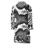 Black And White Snakeskin Print Men's Bathrobe