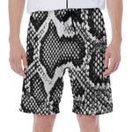 Black And White Snakeskin Print Men's Beach Shorts