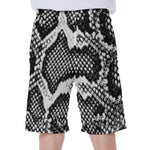 Black And White Snakeskin Print Men's Beach Shorts