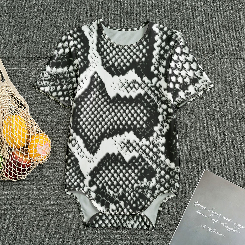 Black And White Snakeskin Print Men's Bodysuit