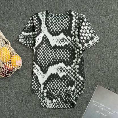 Black And White Snakeskin Print Men's Bodysuit